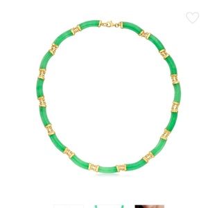 Ross Simons Curved Jade Necklace in 18kt Gold Over Sterling NWT